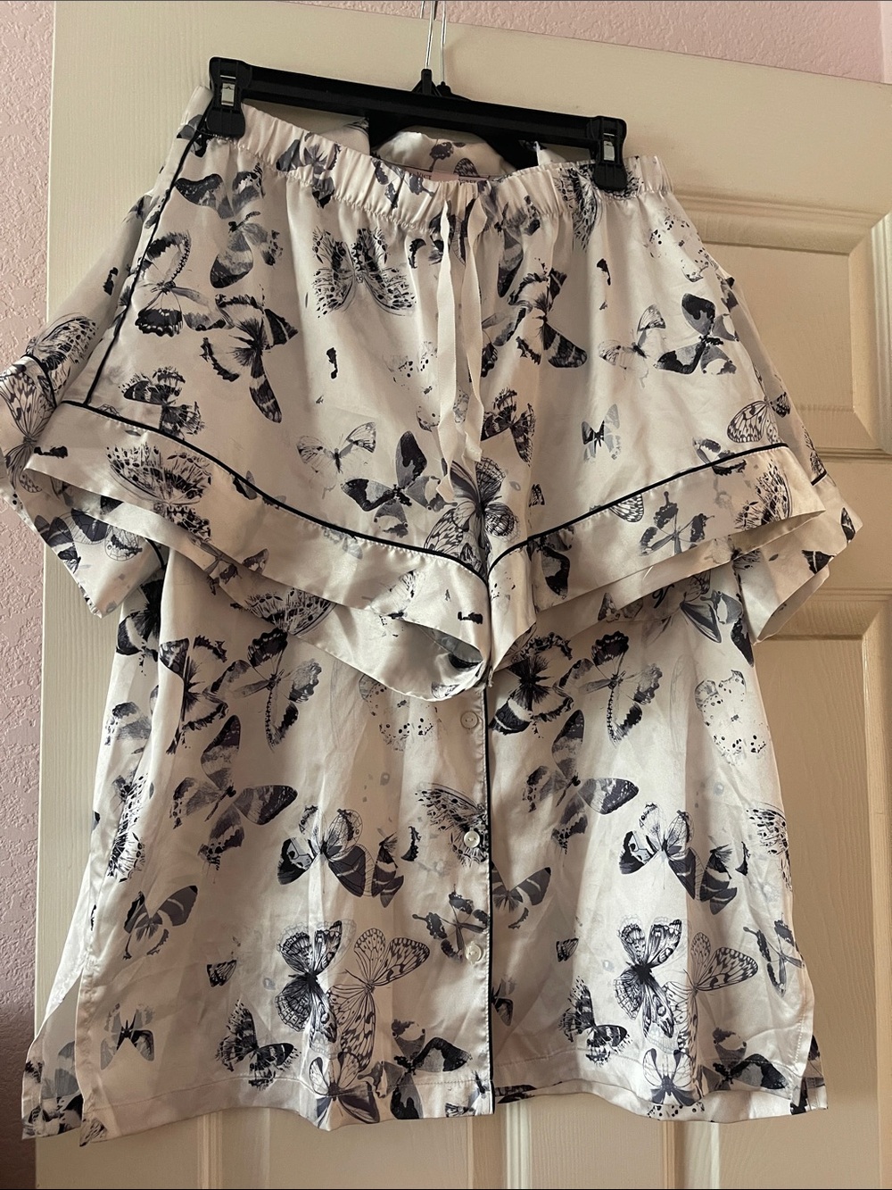 Victoria's Secret Pajama Set- White/Black Butterfly Print
